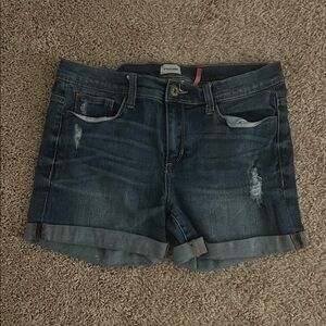 Sneak Peek Dark Blue Distressed Jean Shorts